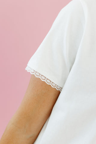 Reggie Lace Trim Tee Shirt in Ivory