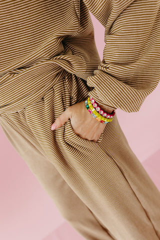 Ollie Stripe Pants in Olive/Mauve