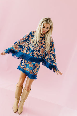 Sloane Velvet Fringe Poncho Top