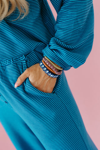 Devan Stripe Soft Knit Pants in Blue