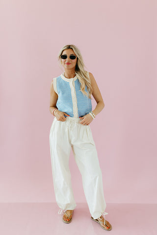 Nia Stripe Button Up Sweater Vest