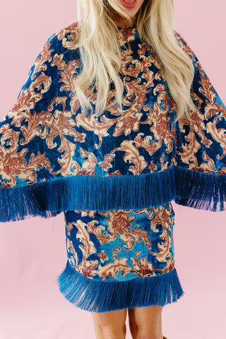 Sloane Velvet Fringe Poncho Top