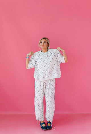 Wesleigh Polka Dot French Terry Top