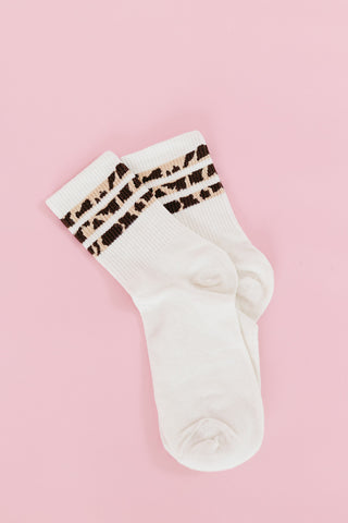Leopard Stripe Crew Sock