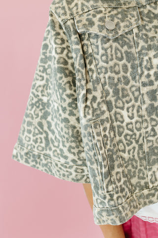 Kit Denim Cape Jacket in Leopard