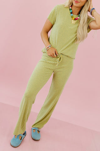 Maren Brushed Stripe Top in Yellow
