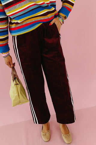 Riley Corduroy Track Pants in Merlot