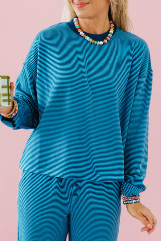 Devan Oversized Crop Tee in Blue