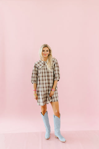 Racquel Plaid Collar Mini Dress