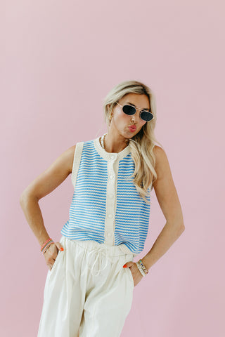 Nia Stripe Button Up Sweater Vest