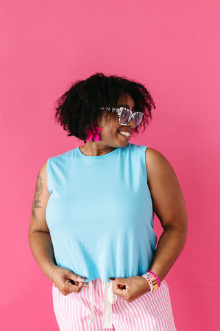 Bea Knit Tank Top in Blue