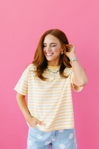 Daisy Stripe Tee in Yellow