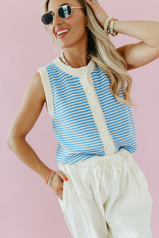 Nia Stripe Button Up Sweater Vest