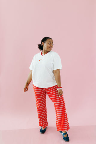 Reed Stripe Lounge Pants in Red/White