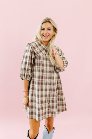 Racquel Plaid Collar Mini Dress