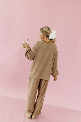 Ollie Stripe Sleeve Top in Olive/Mauve