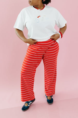 Reed Stripe Lounge Pants in Red/White