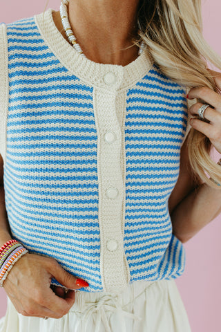 Nia Stripe Button Up Sweater Vest