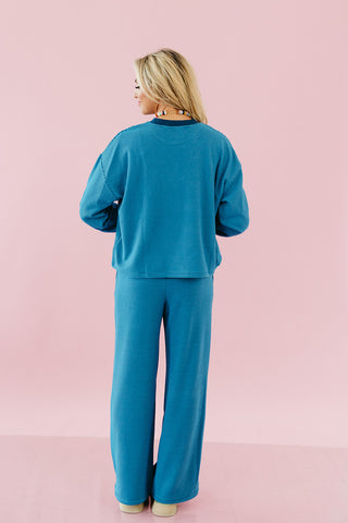 Devan Oversized Crop Tee in Blue