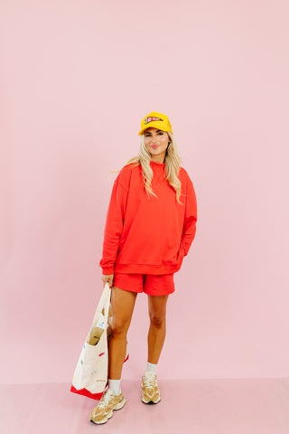 Kerri Mock Neck + Shorts Set in Chili