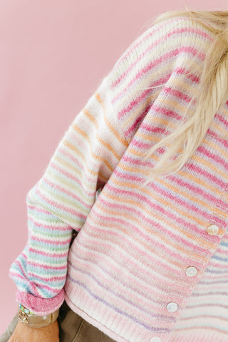Bowen Button Cardigan in Strawberry Mix