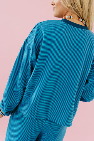 Devan Oversized Crop Tee in Blue