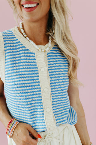 Nia Stripe Button Up Sweater Vest