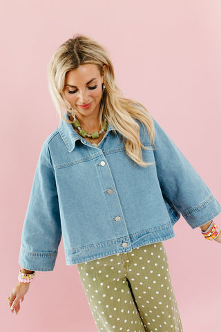 Lakin Denim Cape Top