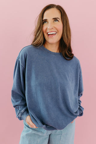 Hilda Soft Touch Crewneck Sweatshirt in Navy