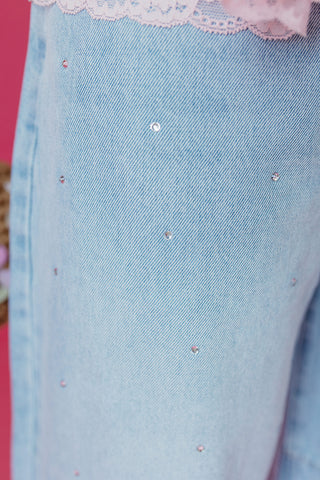 Ella Rhinestone Barrel Jeans