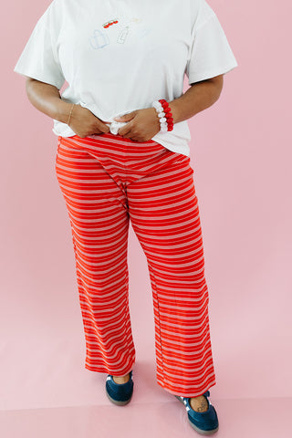 Reed Stripe Lounge Pants in Red/White