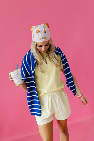Piper Cardigan in Royal Blue Mini Stripe
