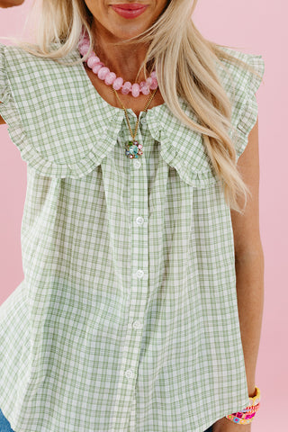 Mary Ann Checkered Pilgrim Collar Top