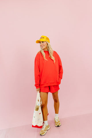 Kerri Mock Neck + Shorts Set in Chili