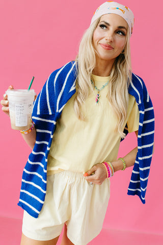 Piper Cardigan in Royal Blue Mini Stripe