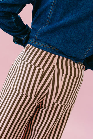 Lennon Striped Wide Leg Pants in Mauve/CoCo