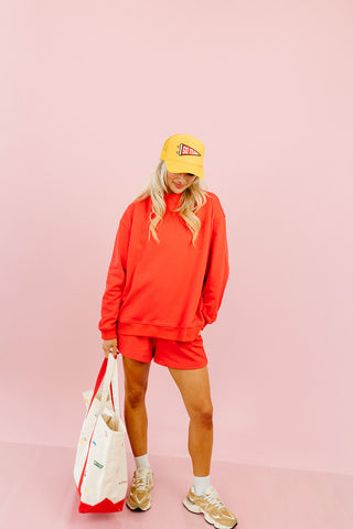Kerri Mock Neck + Shorts Set in Chili