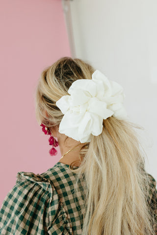 Oversized Chiffon Scrunchie in Ivory
