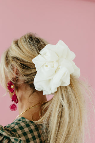 Oversized Chiffon Scrunchie in Ivory