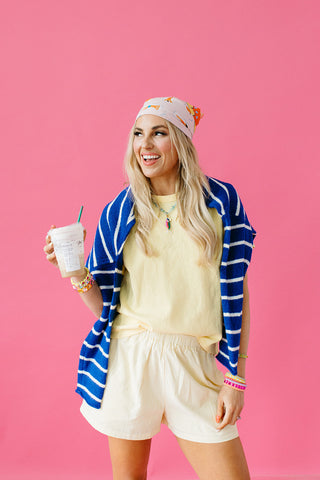 Collins Stripe Shorts in Lemon/White