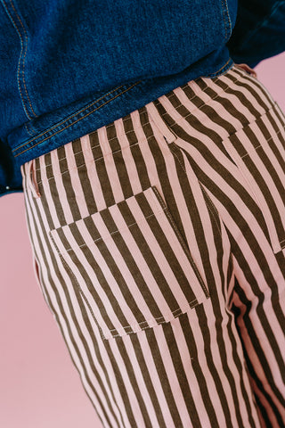 Lennon Striped Wide Leg Pants in Mauve/CoCo