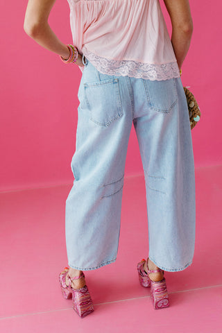 Ella Rhinestone Barrel Jeans