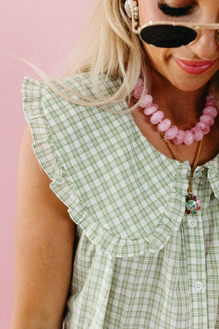 Mary Ann Checkered Pilgrim Collar Top