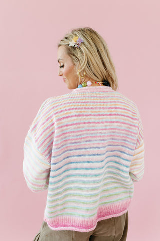 Bowen Button Cardigan in Strawberry Mix