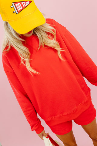 Kerri Mock Neck + Shorts Set in Chili