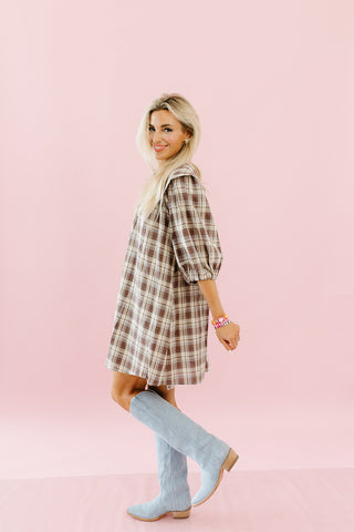 Racquel Plaid Collar Mini Dress