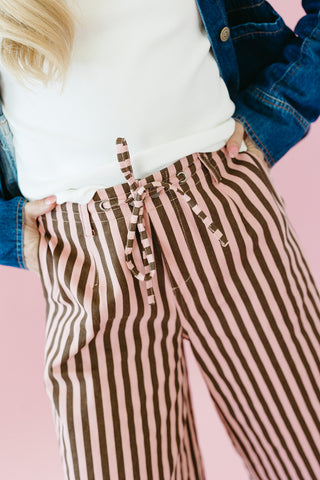 Lennon Striped Wide Leg Pants in Mauve/CoCo