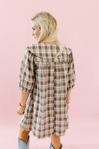 Racquel Plaid Collar Mini Dress