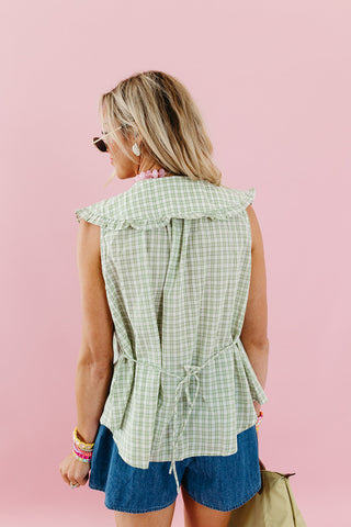 Mary Ann Checkered Pilgrim Collar Top