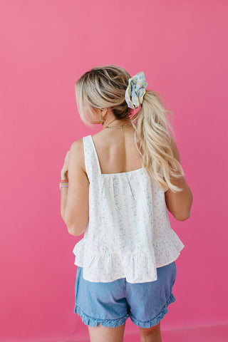 Elara Floral Ruffle Tank Top
